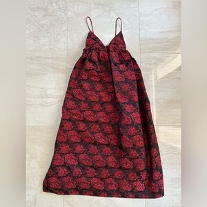 Ganni Red Jacquard Dress